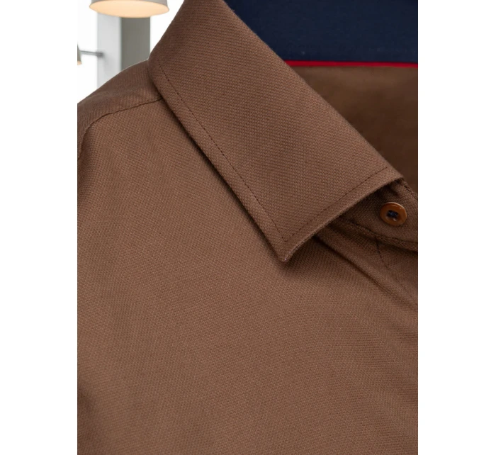 Koszula męska SLIM FIT  brązowa model 22013991 - FashionStreet