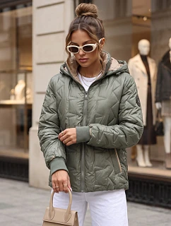 Dámská přechodová bunda s odnímatelnou kapucí, zelená, FashionStreet TY5778