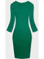 Zelené vypasované žebrované šaty s kulatým výstřihem model 19447310 - Factory Price Zelené vypasované žebrované šaty s kulatým výstřihem model 19447310 - Factory Price