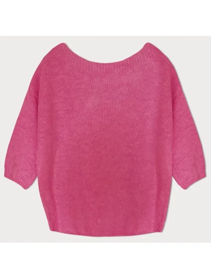 Volný svetr v neonově růžové barvě s mašlí na zádech model 19742960 - MADE IN ITALY