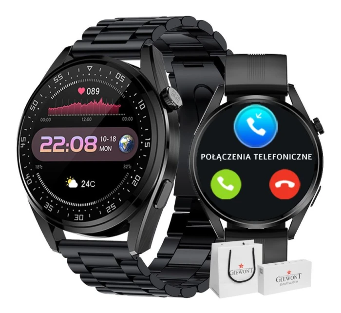 GIEWONT Vertex SmartCall GW450-1 Carbon/Carbon Silicone Smartwatch GIEWONT Vertex SmartCall GW450-1 Carbon/Carbon Silicone Smartwatch