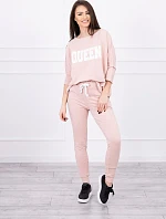 Sada s potlačou Queen tmavo púdrovo ružová