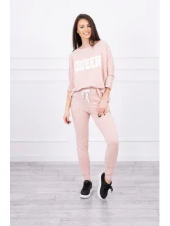 Sada s potiskem Queen tmavě pudrově růžová