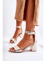 Kožené Sandály Na Vysokém Podpatku model 21587087 Zlaté - Maciejka