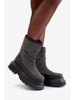 Zdobione Śniegowce Na Platformie I Płaskim Obcasie Czarne Avivina Zdobione Śniegowce Na Platformie I Płaskim Obcasie Czarne Avivina