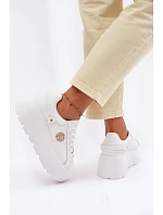 Kožené dámské tenisky na platformě model 22100258 bílé - D&A Kožené dámské tenisky na platformě model 22100258 bílé - D&A