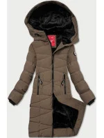 Dámska zimná bunda s kožušinovou podšívkou LHD hnedá (LHD-24578)