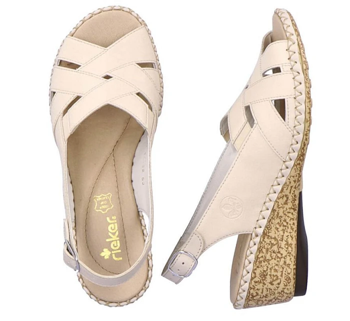 Pohodlné kožené sandále Rieker W RKR682 beige