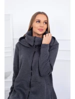 Zateplené šaty s delšími boky grafitové Zateplené šaty s delšími boky grafitové