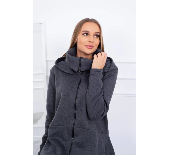 Zateplené šaty s delšími boky grafitové Zateplené šaty s delšími boky grafitové