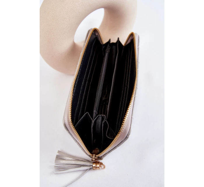 Velká prošívaná peněženka s pruhem stříbrný model 21573699 - Boto Velká prošívaná peněženka s pruhem stříbrný model 21573699 - Boto