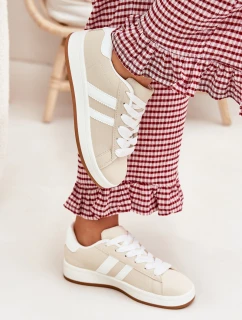 Dámské Sportovní Boty Sneakersy Z Eko Kůže Béžové model 21701259 - Boto