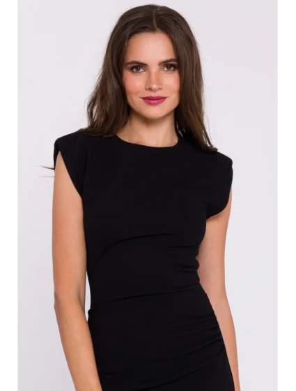 model 20531344 Midi šaty bez rukávů černé - STYLOVE