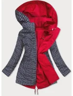 Červeno-šedá obojstranná dámska bunda parka (XW581X) Červeno-šedá obojstranná dámska bunda parka (XW581X)