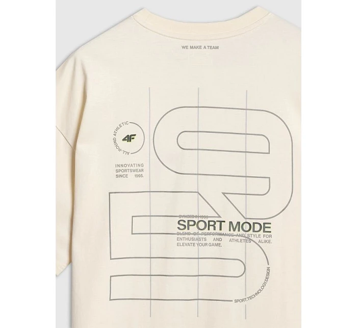Pánske tričko oversize s potlačou 4F 4FRAW25TTSHM3220-11S