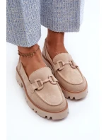 Dámské semišové mokasíny s ozdobou béžové D&A model 21660195 Béžové - S.Barski