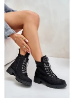 Botki Workery Ocieplane Z Ozdobnym Sznurowaniem Vinceza 16465 Czarne