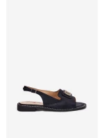 Elegantní Dámské Sandály Na Plochém Podpatku S Dekorací model 21696667 Černé - S.Barski