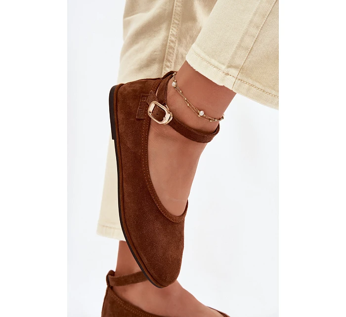 Baleríny z přírodního semiše Big Star TT274211 Camel
