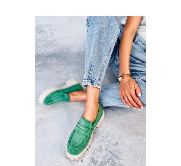 Dámské polobotky na vysoké platformě model 19908025 Zelená - SEASTAR