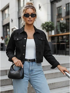 Dámska džínsová bunda s efektom ošúchaného vzhľadu LANDIA, čierna, FashionStreet TY2643