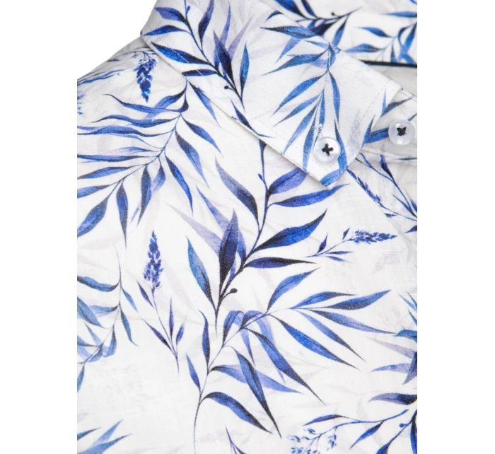 Pánská košile s listy bílá model 21989355 - Dstreet Pánská košile s listy bílá model 21989355 - Dstreet
