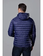Tmavě modrá pánská prošívaná bunda s kapucí model 18345099 - J.STYLE Tmavě modrá pánská prošívaná bunda s kapucí model 18345099 - J.STYLE