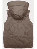 Volná béžová dámská vesta s kapucí model 19586851 - Miss TiTi Volná béžová dámská vesta s kapucí model 19586851 - Miss TiTi