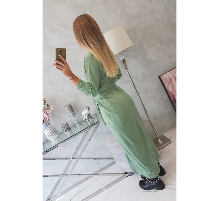 Svetr dlouhý svetr model 18748009 v pase tmavě mátový - K-Fashion