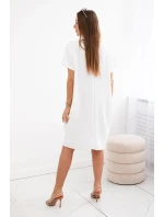 Šaty s vreckami a príveskom ecru