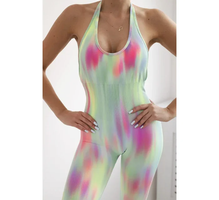 Fitness oblek s push-up zelenou