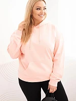 Dámska bavlnená mikina s kapucňou v nadmernej veľkosti s klokaním vreckom Salmon