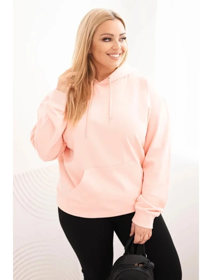 Dámska bavlnená mikina s kapucňou v nadmernej veľkosti s klokaním vreckom Salmon