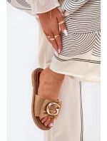 Płaskie Klapki Damskie Z Ozdobnym Detalem Camel Nellodra Płaskie Klapki Damskie Z Ozdobnym Detalem Camel Nellodra