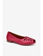 Otevřené baleríny z přírodní kůže Maciejka P7541-15 Fuksie