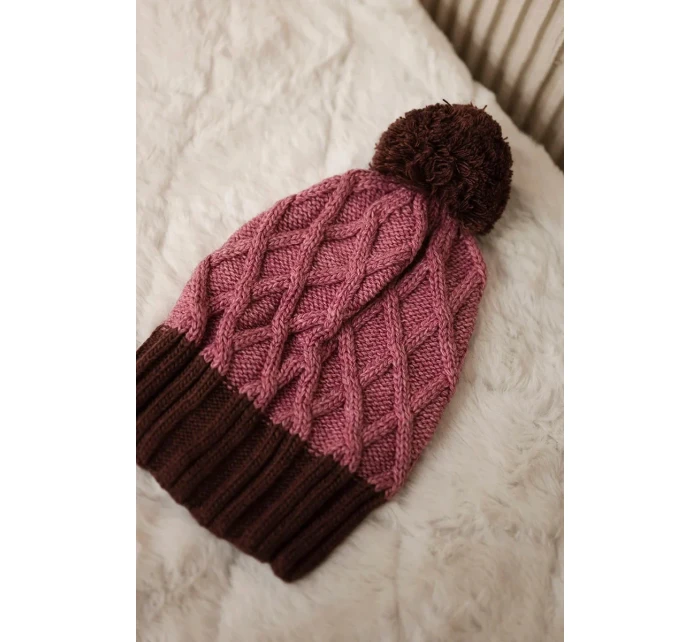 Milano fleecová čiapka K203 tmavo ružová+hnedá