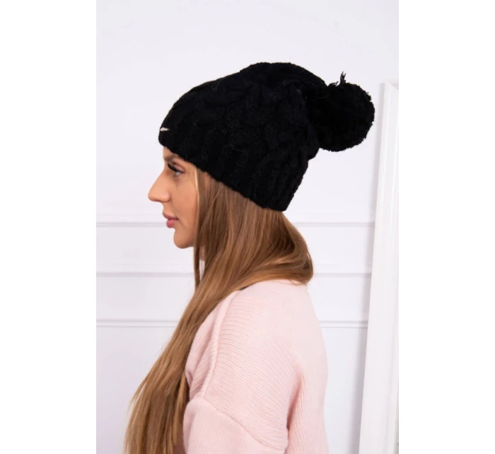 Fleecová čepice černá model 18751561 - K-Fashion Fleecová čepice černá model 18751561 - K-Fashion