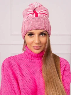 Dámska čiapka s brmbolcom Elizabeth K386 tmavo ružová