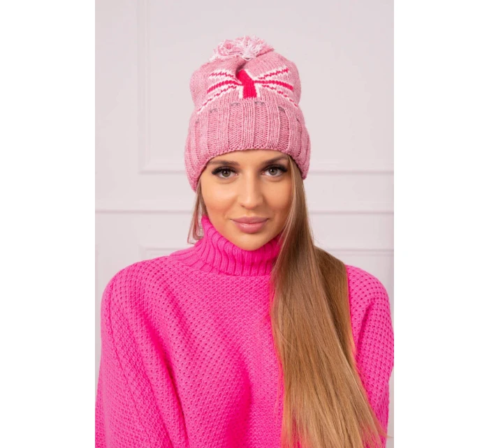 Dámska čiapka s brmbolcom Elizabeth K386 tmavo ružová