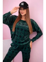 Dámská souprava z veluru s model 21149311 zelená + černá - K-Fashion