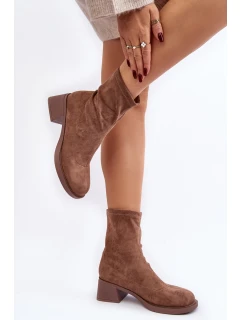 Botki Damskie Na Niskim Obcasie Brązowe Aphroteia