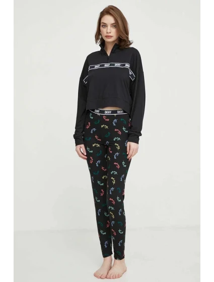 Dámske pyžamo s potlačou YI80001 čierne - DKNY