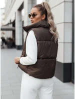 Dámská přechodná krátká prošívaná oboustranná kávová vesta Dstreet model 22174586 - FashionStreet