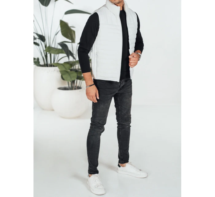 Pánská prošívaná bílá vesta Dstreet model 21991581 - FashionStreet Pánská prošívaná bílá vesta Dstreet model 21991581 - FashionStreet