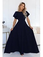 Elegantní s se střihem a rukávy – tmavě modré model 22545412 - numoco Elegantní s se střihem a rukávy – tmavě modré model 22545412 - numoco