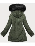 Dámska teplá zimná bunda obojstranná čierna/khaki (w610)