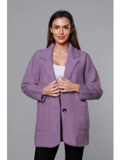 Krátky fialový vlnený prehoz cez oblečenie typu alpaka (7108-1)