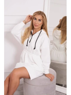 Zateplené šaty s kapucňou ecru