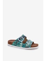 Klapki Damskie Z Klamrami I Brokatem S.Barski RB51-006 Zielone Klapki Damskie Z Klamrami I Brokatem S.Barski RB51-006 Zielone