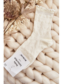 Vzorované dámske ponožky biele